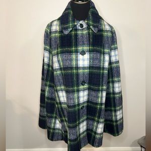 Vintage Elegant Navy Blue & Green Cape Coat EUC